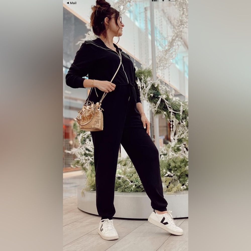 Black WeWoreWhat Waffle Jumpsuit
